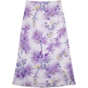 Kathie Lee Collection 3 Vintage Floral Maxi Skirt Purple‎ Chiffon A-Line